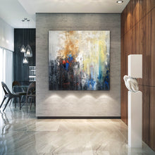 Load image into Gallery viewer, Black White Yellow Abstract Painting Xl Abstract Art Fp066