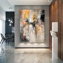 Load image into Gallery viewer, Yellow White Brown Abstract Painting Xl Textured Art Fp048