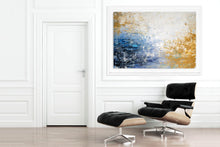 Load image into Gallery viewer, Blue White Yellow Abstract Painting Knife Oil Painting Qp009