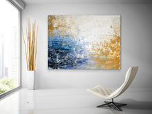 Load image into Gallery viewer, Blue White Yellow Abstract Painting Knife Oil Painting Qp009
