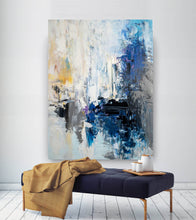 Load image into Gallery viewer, Blue White Yellow Abstract Painting Art Office Wall Art Qp005