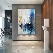 Load image into Gallery viewer, Blue White Yellow Abstract Painting Art Office Wall Art Qp005