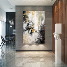 Load image into Gallery viewer, Black Gray Yellow Abstract Painting on Canvas Modern Paintings Big Qp067