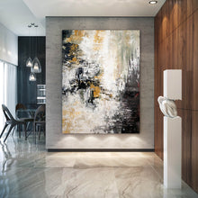 Load image into Gallery viewer, Black Gray Yellow Abstract Painting on Canvas Modern Paintings Big Qp067