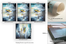 Load image into Gallery viewer, Blue White Yellow Abstract Painting Palette Knife Art Fp039