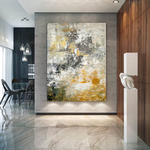 Load image into Gallery viewer, Gray Yellow Abstract Painting Unique Painting Art Home Decor Fp069