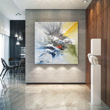 Load image into Gallery viewer, Original Grey Yellow Blue Painting on Canvas Textured Wall Decor Fp079