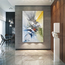 Load image into Gallery viewer, Original Grey Yellow Blue Painting on Canvas Textured Wall Decor Fp079