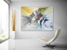 Load image into Gallery viewer, Original Grey Yellow Blue Painting on Canvas Textured Wall Decor Fp079