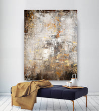 Load image into Gallery viewer, Brown White Yellow Original Abstract Painting on Canvas Home Decor Fp002