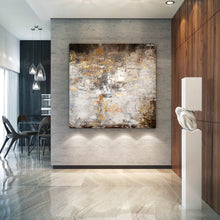 Load image into Gallery viewer, Brown White Yellow Original Abstract Painting on Canvas Home Decor Fp002