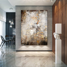 Load image into Gallery viewer, Brown White Yellow Original Abstract Painting on Canvas Home Decor Fp002