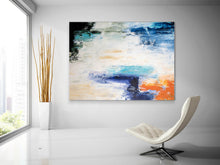 Load image into Gallery viewer, Blue White Orange Abstract Painting Large Living Room Art Fp057