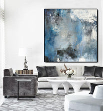 Load image into Gallery viewer, Blue White Abstract Painting,Large Cloud Canvas Oil Painting,Living Room Art Bl009