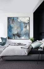Load image into Gallery viewer, Blue White Abstract Painting,Large Cloud Canvas Oil Painting,Living Room Art Bl009