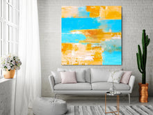 Load image into Gallery viewer, Blue Yellow Abstract Painting Abstract Canvas Wall Art Np008