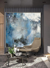 Load image into Gallery viewer, Blue White Abstract Painting,Large Cloud Canvas Oil Painting,Living Room Art Bl009