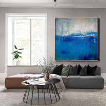 Load image into Gallery viewer, Large DEEP Blue Sea Abstract Painting,Blue Ocean Oil Painting