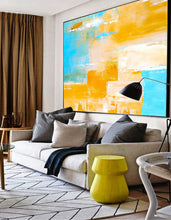 Load image into Gallery viewer, Light Blue Texture Palette Abstract Oil Painting On Canvas Np010