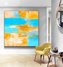 Load image into Gallery viewer, Blue Yellow Abstract Painting Abstract Canvas Wall Art Np008
