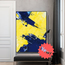 Load image into Gallery viewer, Yellow Bule Texture Palette Abstract Oil Painting On Canvas Np043