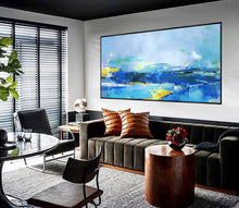 Load image into Gallery viewer, Deep Blue Abstract Painting Yellow Abstract Painting Original Abstract Art Painting Np040