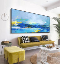 Load image into Gallery viewer, Deep Blue Abstract Painting Yellow Abstract Painting Original Abstract Art Painting Np040
