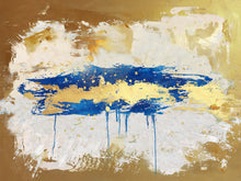 Load image into Gallery viewer, Gold Beige Blue Abstract Paingting Large Oversized Canvas Wall Art Np050