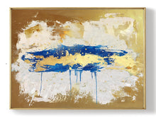Load image into Gallery viewer, Gold Beige Blue Abstract Paingting Large Oversized Canvas Wall Art Np050