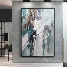 Load image into Gallery viewer, Cyan Green Abstract Painting Artwork Living Room Decor Dp077