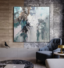 Load image into Gallery viewer, Cyan Green Abstract Painting Artwork Living Room Decor Dp077