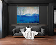 Load image into Gallery viewer, Blue Gray Abstract Painting Large Abstract Art Painting On Canvas Dp128