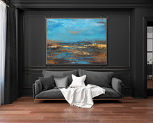 Load image into Gallery viewer, Blue Painting Brown Painting Ocean Landscape Abstract Art On Canvas Dp135