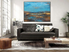 Load image into Gallery viewer, Blue Painting Brown Painting Ocean Landscape Abstract Art On Canvas Dp135