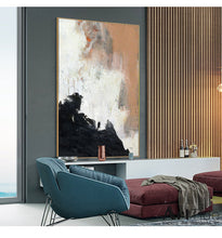 Load image into Gallery viewer, Oversize Painting Black And White Abstract Painting Orange Painting Ap007