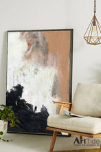 Load image into Gallery viewer, Oversize Painting Black And White Abstract Painting Orange Painting Ap007