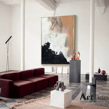 Load image into Gallery viewer, Oversize Painting Black And White Abstract Painting Orange Painting Ap007
