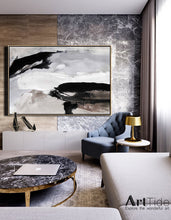 Load image into Gallery viewer, Grey Black White Abstract Painting For Living Room Beige Brown Painting Qp090