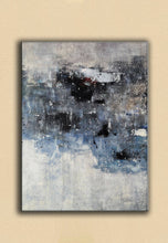 Load image into Gallery viewer, Gray Blue White Abstract Painting Contemporary Wall Art Op100