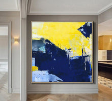 Load image into Gallery viewer, Blue Yellow Abstract Painting Large Canvas Art Work Np045