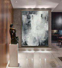 Load image into Gallery viewer, Black White Landscape Wall Art Handmade Abstract Painting Ap017