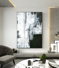Load image into Gallery viewer, Oversize Silvery Abstract Painting Black And White Art Ap039