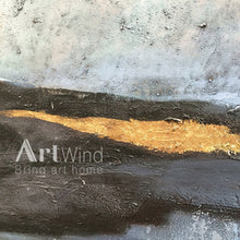 Load image into Gallery viewer, Large Gray Painting Gold Abstract Canvas Art Gold Leaf Painting Home Decor Dp043