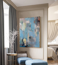 Load image into Gallery viewer, Original Blue Abstract Painting Large Canvas Art Np009