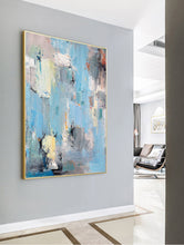 Load image into Gallery viewer, Original Blue Abstract Painting Large Canvas Art Np009