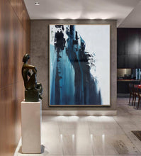 Load image into Gallery viewer, Large Dark Blue White Abstract Painting Large Artwork for Sale Np049
