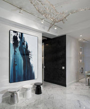 Load image into Gallery viewer, Large Dark Blue White Abstract Painting Large Artwork for Sale Np049