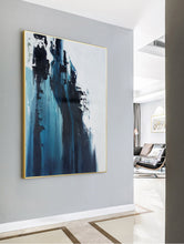 Load image into Gallery viewer, Large Dark Blue White Abstract Painting Large Artwork for Sale Np049