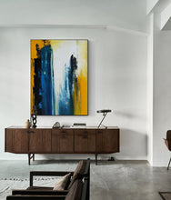 Load image into Gallery viewer, Blue White Yellow Abstract Painting Living Room Art Np039