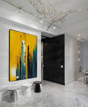 Load image into Gallery viewer, Original Yellow Blue Abstract Painting Hallway Wall Art Np049